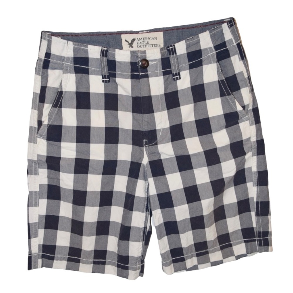 Navy Plaid Shorts